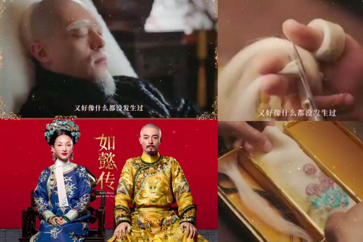 Vua Càn Long tự cắt tóc mình, một hành động đầy biểu tượng và trái với quy tắc về kiểu tóc vua Càn Long truyền thống.