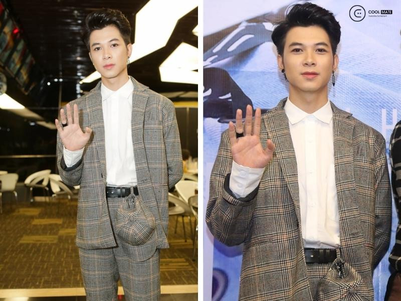 Anh Tú với kiểu tóc side part vuốt ngược