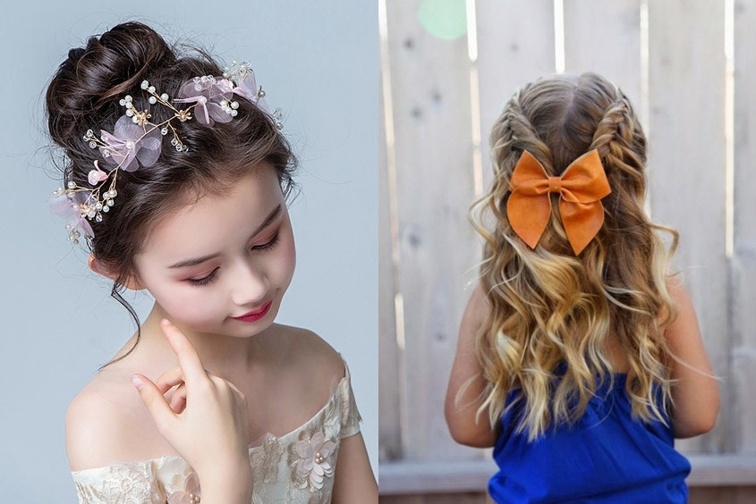 Bé gái với kiểu tóc công chúa bồng bềnh, điểm phụ kiện lấp lánh khi mặc áo dài