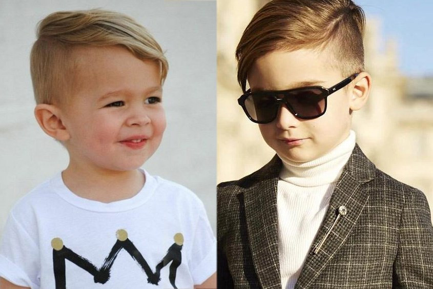 Bé trai 1 tuổi với kiểu tóc mái lệch lịch lãm