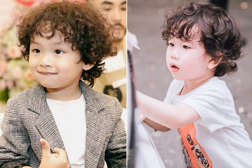 Bé trai 1 tuổi với kiểu tóc xoăn mì tôm năng động