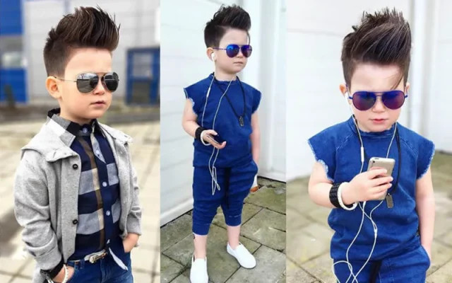 Bé trai 7 tuổi lịch lãm với kiểu tóc Pompadour ngắn sành điệu