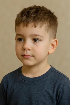 Bé trai 7 tuổi với kiểu tóc Textured Crop hiện đại, cá tính