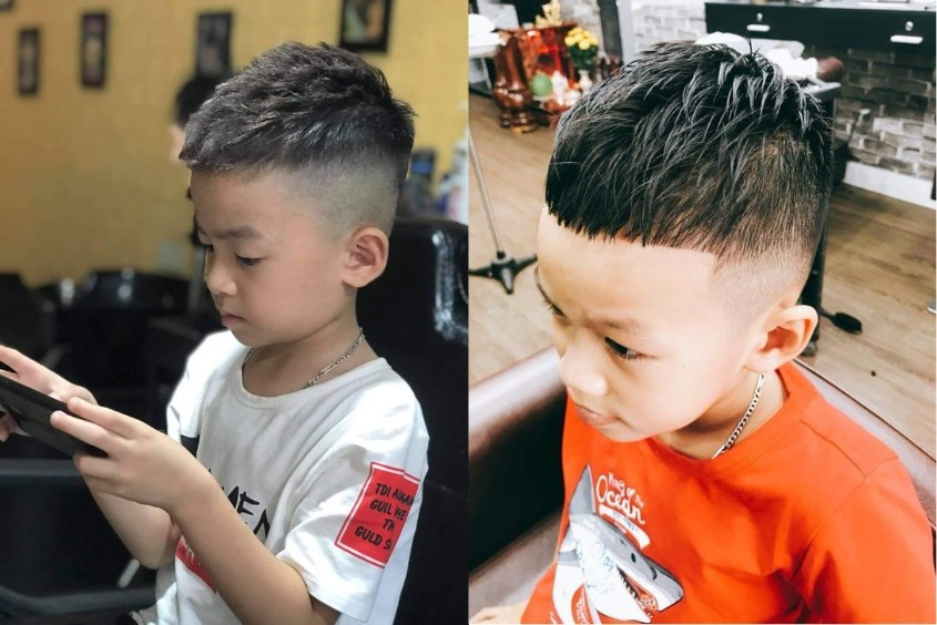 Bé trai sành điệu với kiểu tóc mohican uốn con sâu