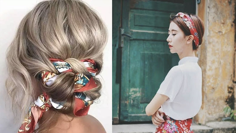búi tóc tết khăn turban phong cách vintage