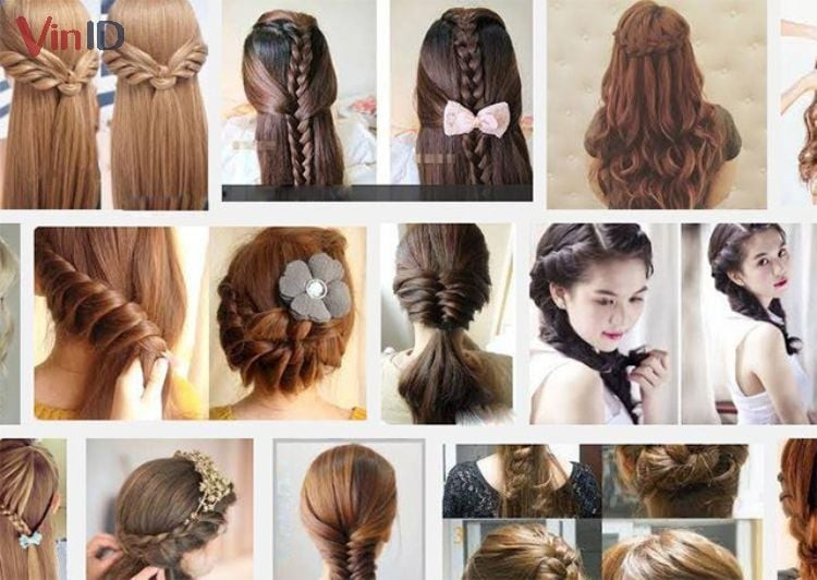 Các kiểu tóc tết nửa đầu một bên dành cho tóc ngắn, đa dạng phong cách.