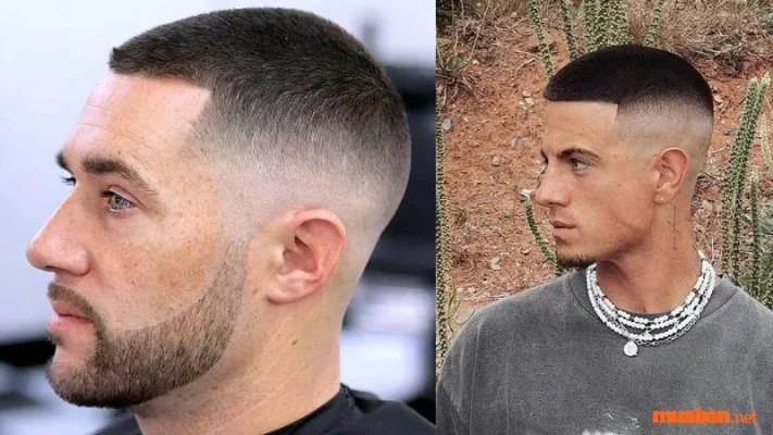 Chàng trai tự tin với kiểu tóc Skin Fade Buzz Cut, sự kết hợp hoàn hảo giữa kiểu tóc ngắn gọn và hiệu ứng fade tinh tế.