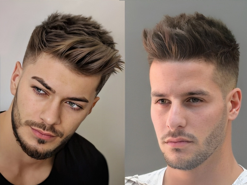 Chàng trai với kiểu tóc nam thể thao quiff vuốt ngược hiện đại