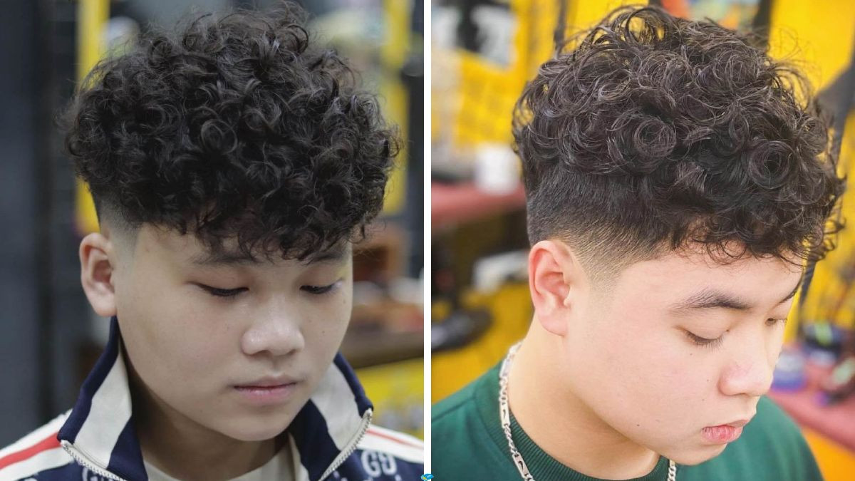 Chàng trai với kiểu tóc xoăn ngắn nam lò xo lạ mắt, tạo sự nổi bật và trẻ trung