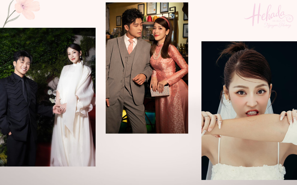 Cô dâu tóc thẳng mái xéo dịu dàng