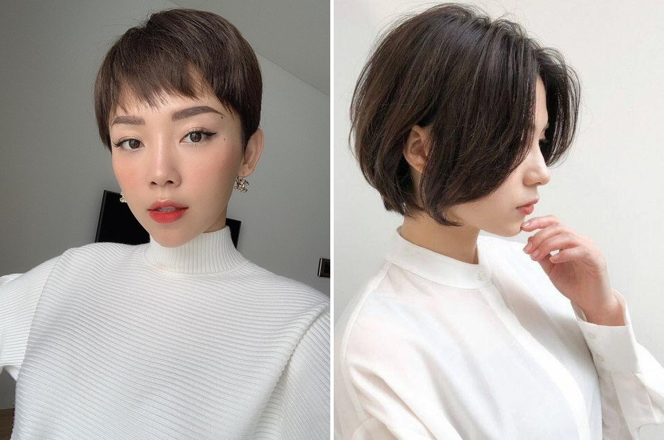 Cô gái mặt tròn với kiểu tóc tém nhuộm cá tính