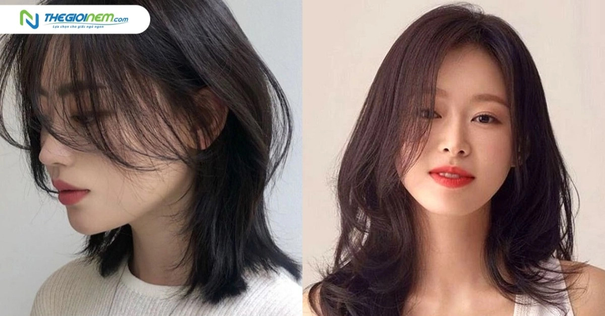 Cô gái tóc dài xoăn gợn sóng, gương mặt vuông góc cạnh được làm mềm mại, gợi ý kiểu tóc đẹp cho mặt vuông