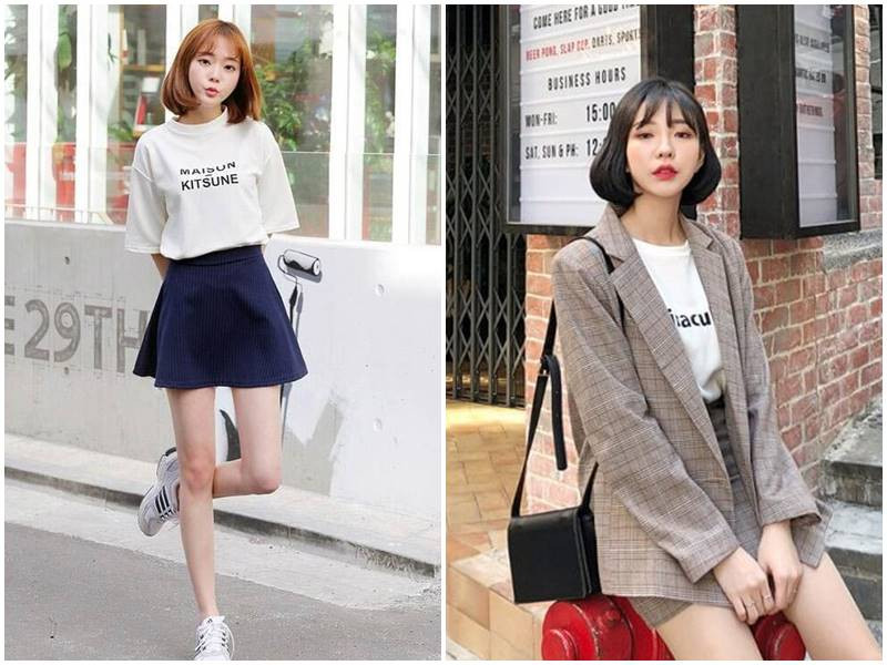 Cô gái tóc ngắn diện chân váy ngắn