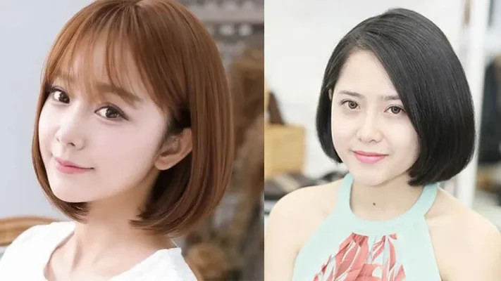 Cô gái trẻ trung với kiểu tóc ngắn mái thưa, phong cách tóc ngắn trung niên Hàn Quốc