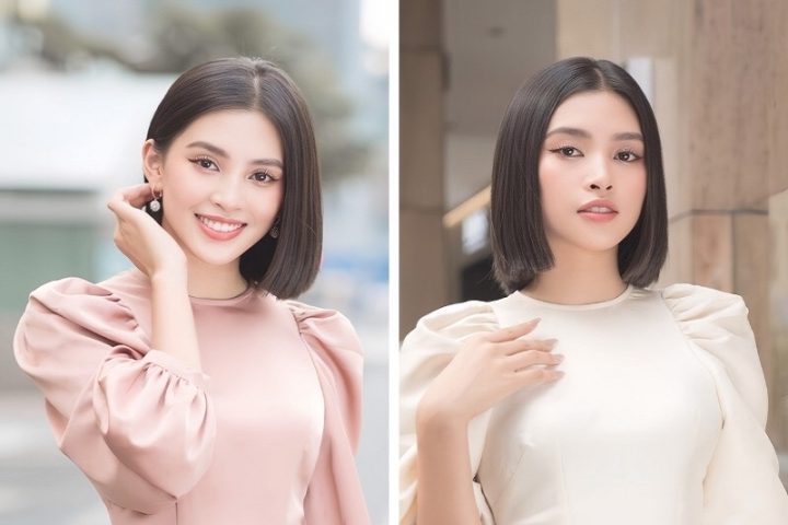 Cô gái Việt diện áo dài trắng truyền thống với tóc ngắn duỗi thẳng tự nhiên