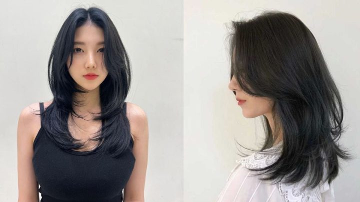 Cô gái với kiểu tóc đen tỉa layer trẻ trung, hack tuổi