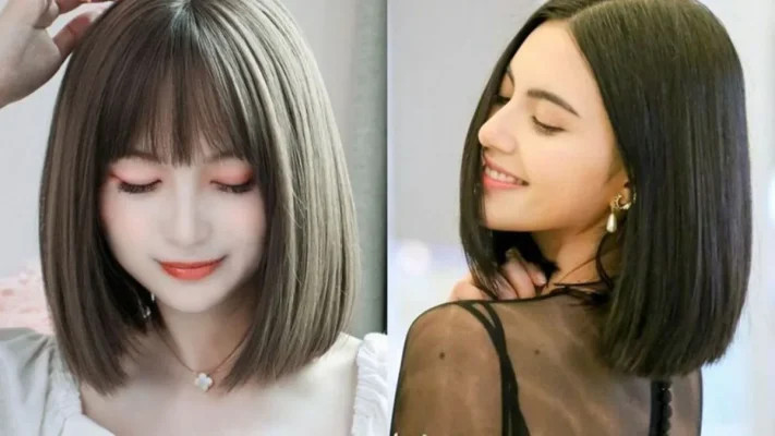 Cô gái với kiểu tóc ngắn duỗi cúp tự nhiên ngang vai, phong cách trẻ trung