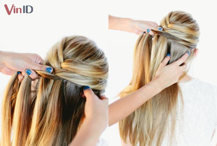 Cô gái với kiểu tóc thắt bím đuôi sam lệch