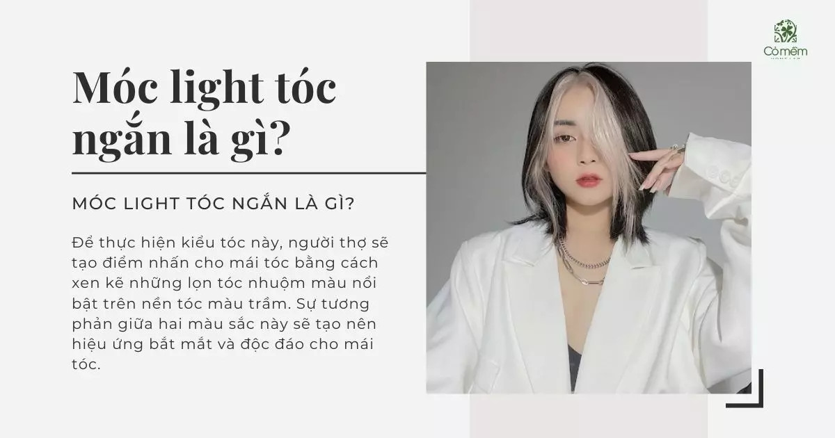 cô gái với mái tóc ngắn highlight màu bạch kim nổi bật