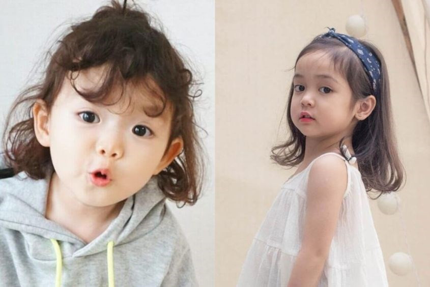 Gái cute tóc ngắn xoăn gợn sóng nhẹ nhàng, mang lại vẻ duyên dáng cho bé gái