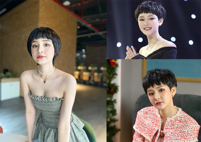 Hiền Hồ với kiểu tóc ngắn uốn mái cá tính