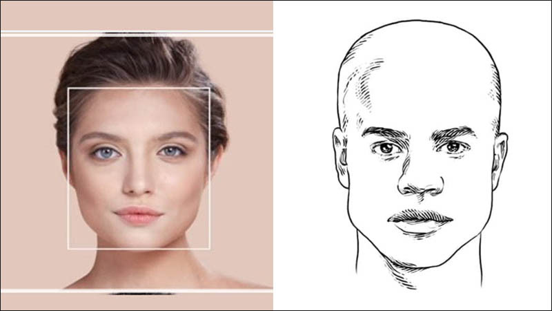 Hình ảnh khuôn mặt vuông với đường nét góc cạnh