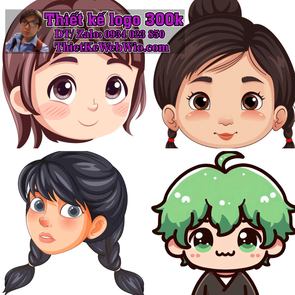 Hình ảnh nhân vật chibi với biểu cảm sinh động nhờ kiểu tóc