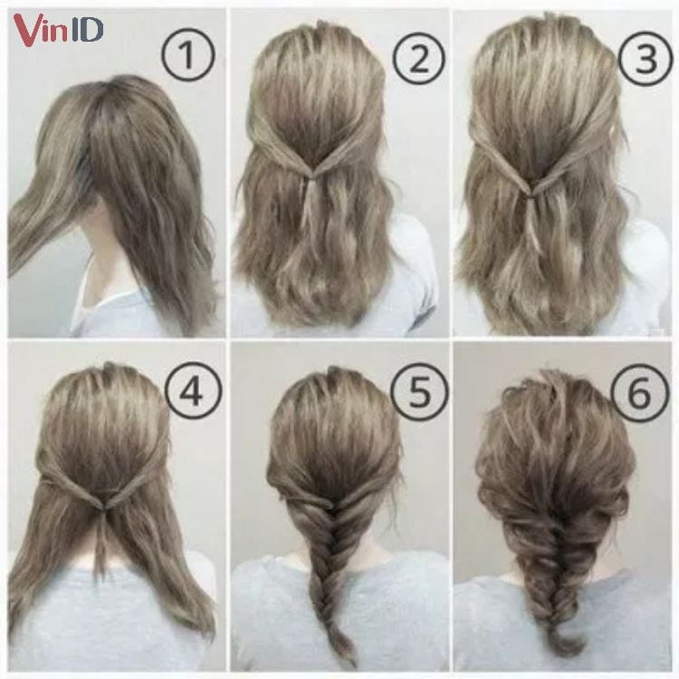 Hướng dẫn tết tóc đuôi cá một bên cho mái tóc ngắn thêm xinh xắn.