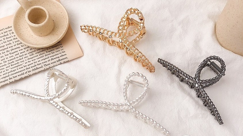 Kẹp càng cua 3 răng kim loại sang trọng cho tóc ngắn