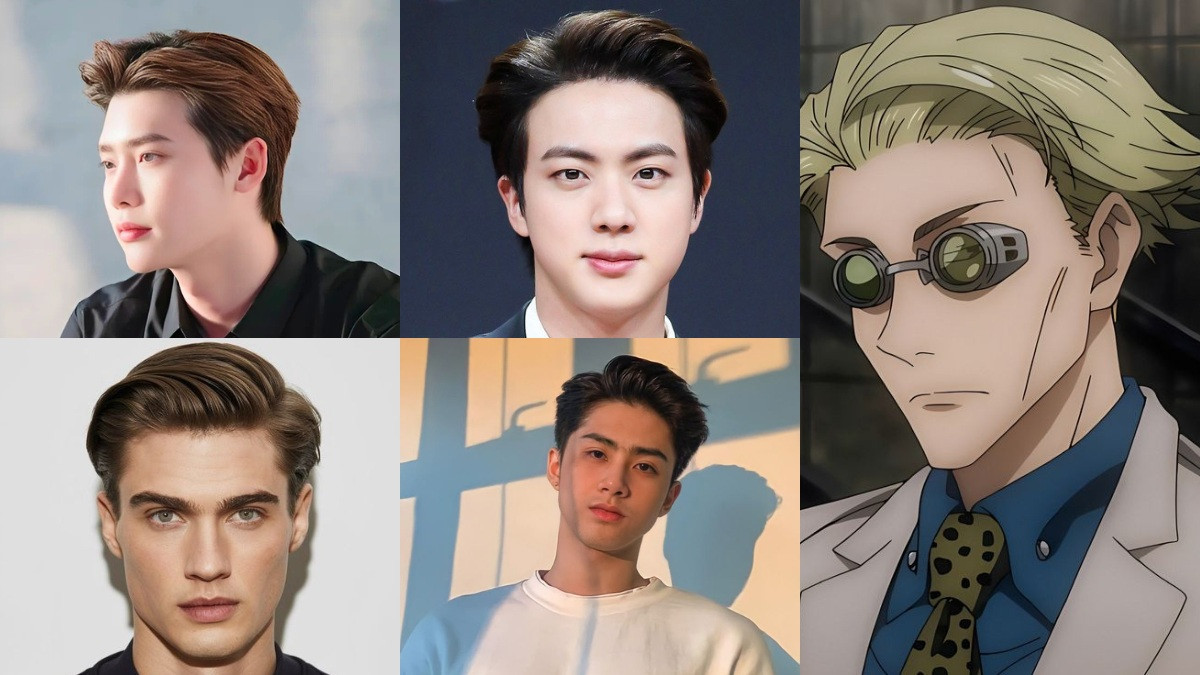 Kiểu tóc anime đẹp side part vuốt ngược lịch lãm như Nanami Kento