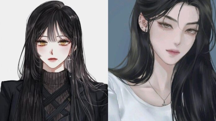 Kiểu tóc anime nữ đẹp dài thẳng tự nhiên màu đen truyền thống