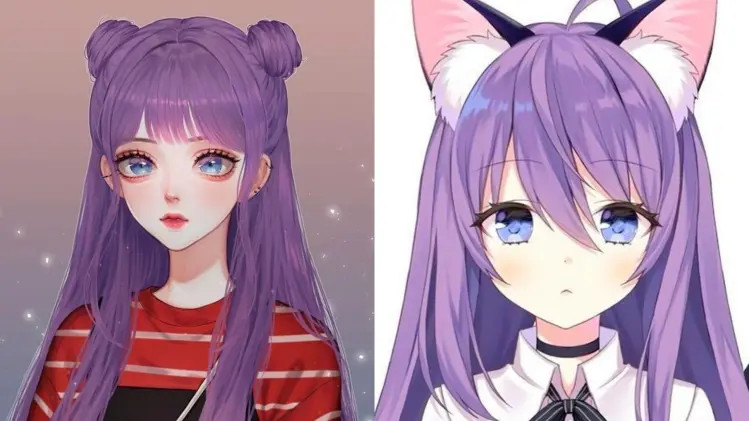 Kiểu tóc anime nữ đẹp nhuộm ombre tím hồng cá tính và thời thượng