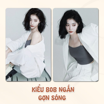 Kiểu tóc bob ngắn gợn sóng cuốn hút, thể hiện phong cách tự do