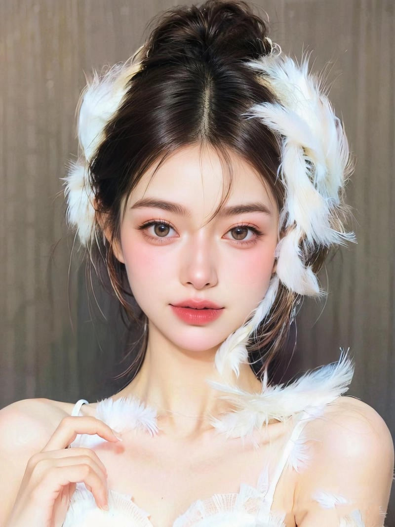 Kiểu tóc búi đính lông vũ trẻ trung, cuốn hút