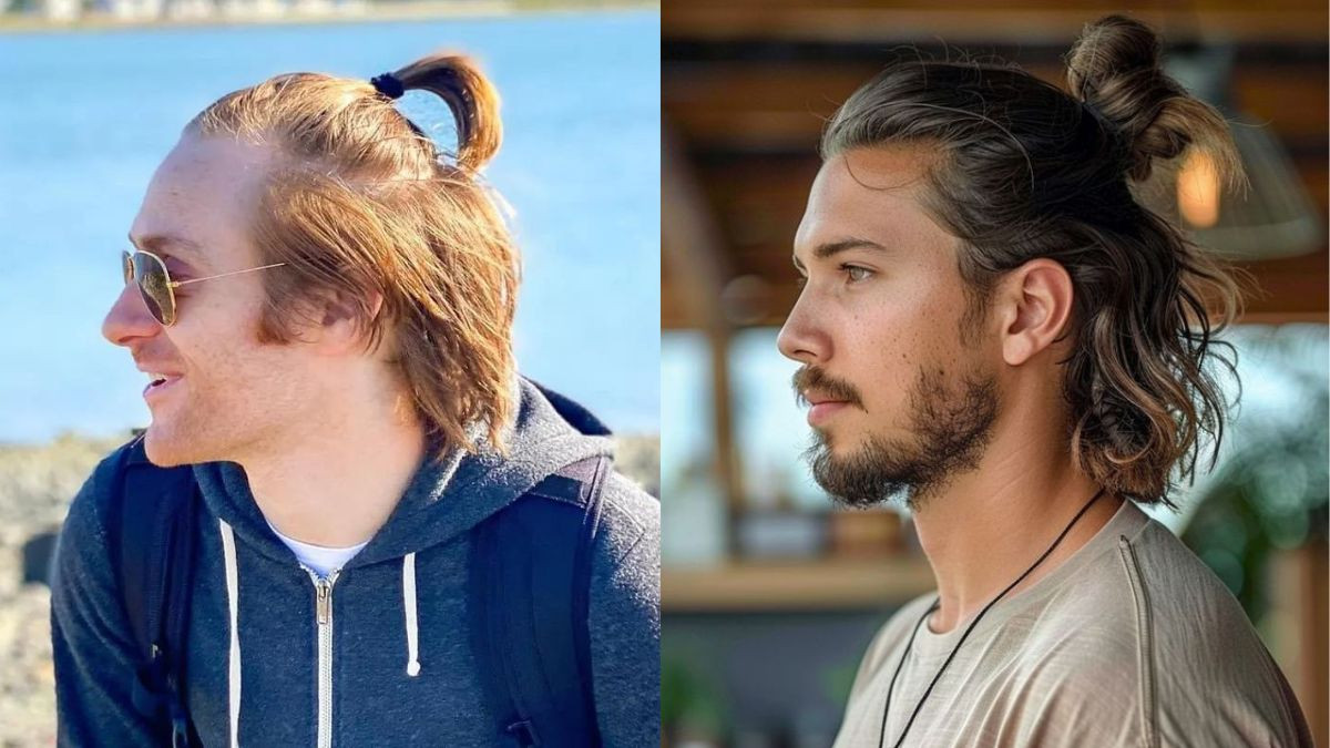 Kiểu tóc buộc nam - Buộc nửa búi đẹp