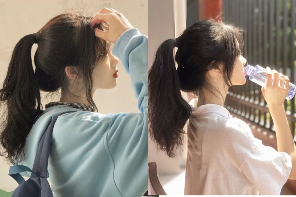 Kiểu tóc buộc ngang vai năng động, thích hợp cho tóc có độ dài vừa phải