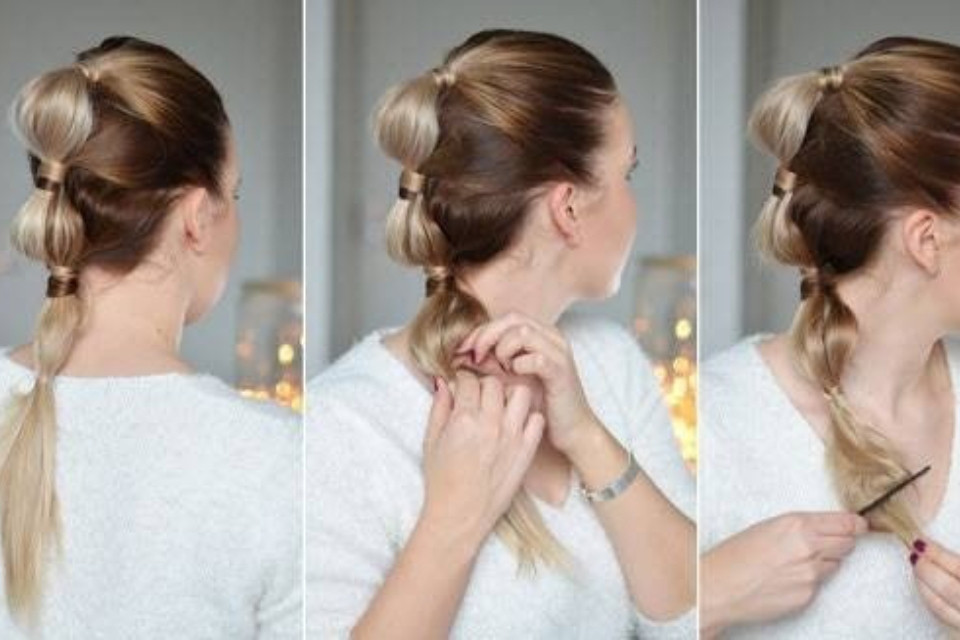 Kiểu tóc buộc nhiều tầng sáng tạo, tạo hiệu ứng bồng bềnh cho mái tóc