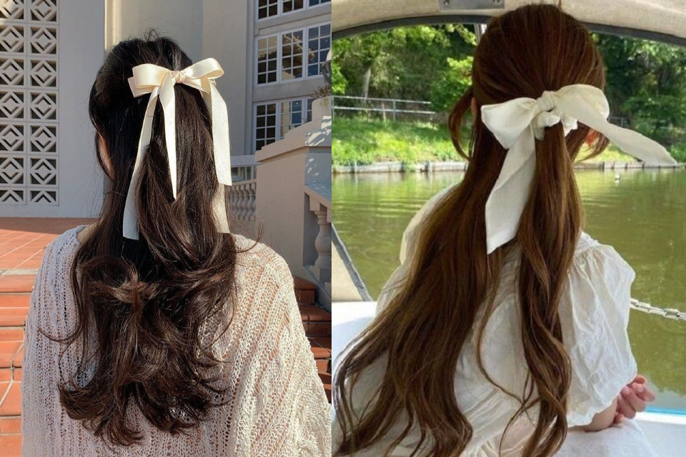 Kiểu tóc buộc nửa đầu duyên dáng, tôn lên vẻ nữ tính cho phái đẹp