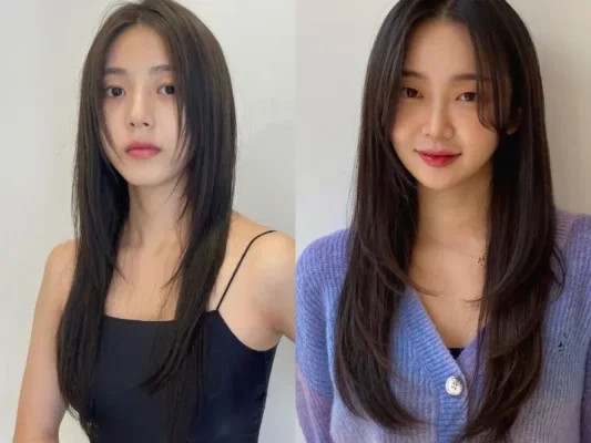Kiểu tóc dài thẳng mái thưa phong cách Hàn Quốc