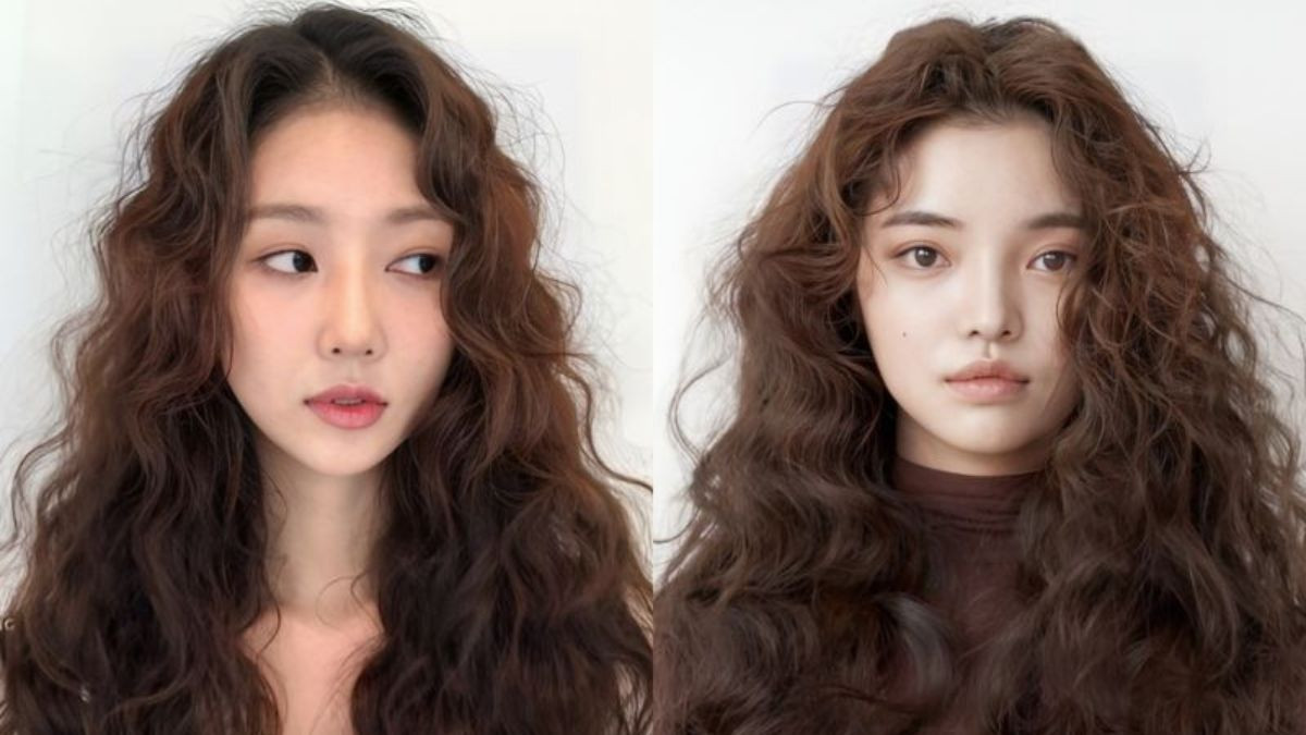 Kiểu tóc dập xù mì tôm dài kết hợp màu nhuộm sáng rạng rỡ