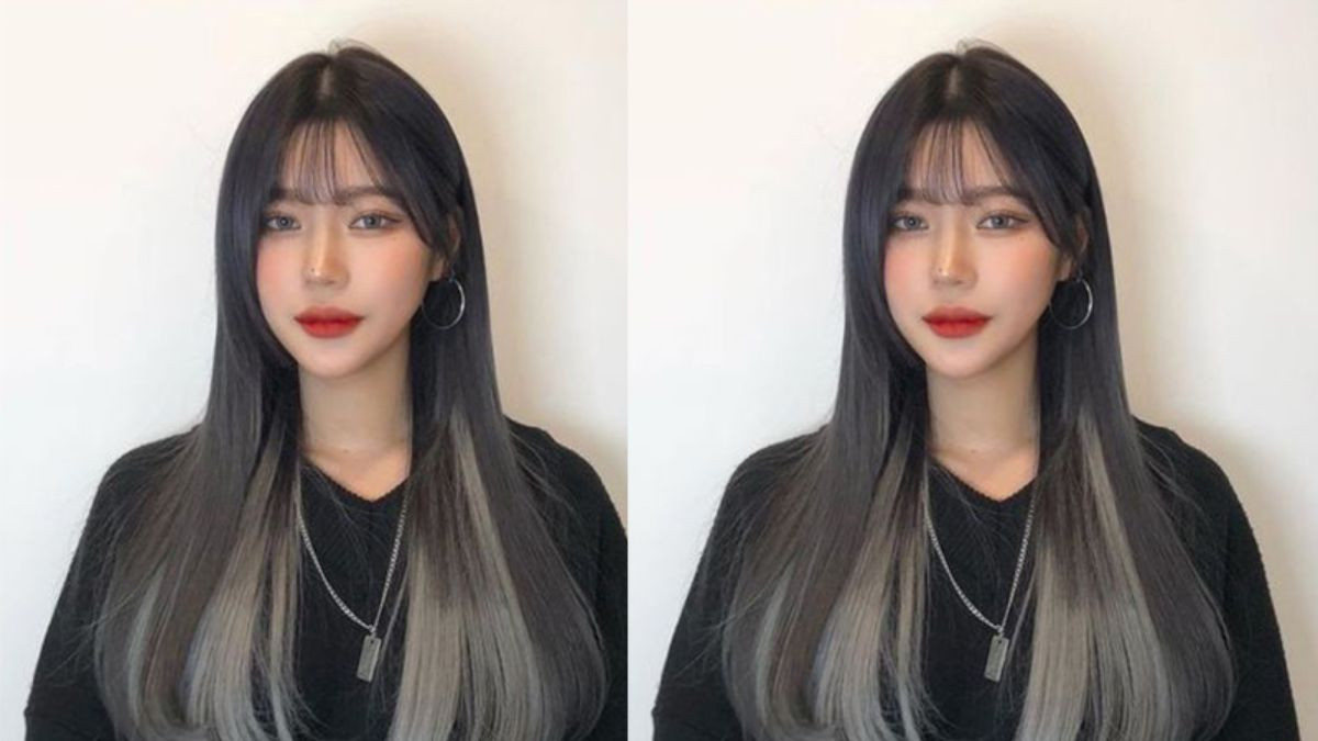 Kiểu tóc duỗi dài đẹp kết hợp mái thưa Hàn Quốc, tạo nét thanh thoát.