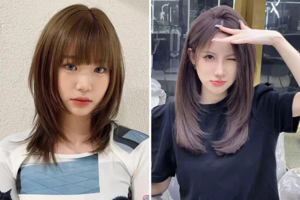 Kiểu tóc ép thẳng ngang vai không mái