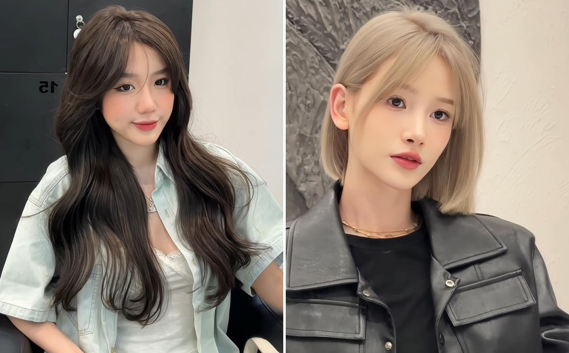 Kiểu tóc layer dài uốn nhẹ giúp làm dịu đường nét gò má cao