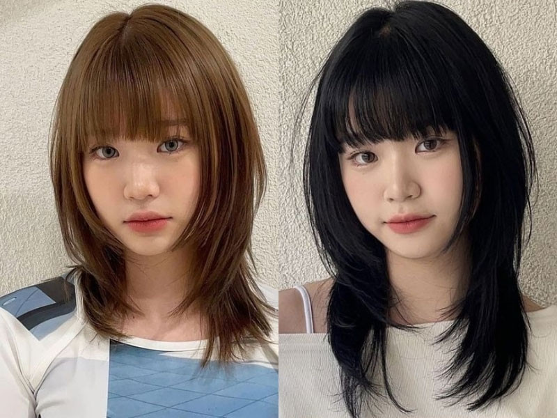 Kiểu tóc layer đuôi cá cho mặt tròn