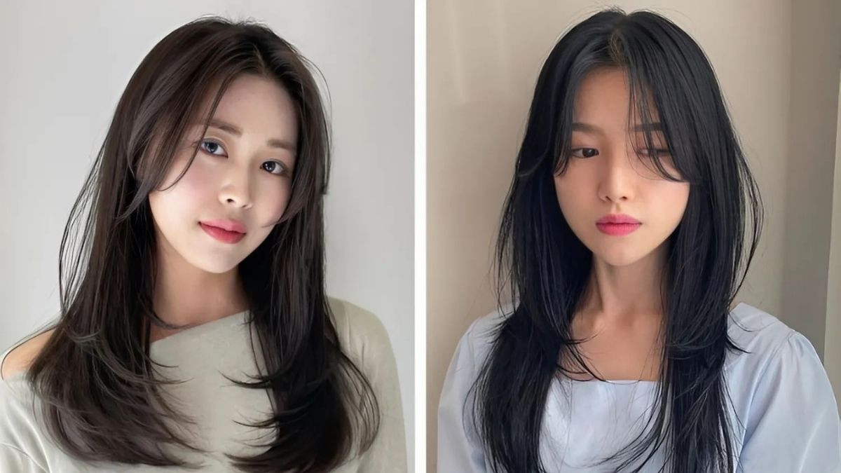 Kiểu tóc mái bay kết hợp tóc thẳng dài