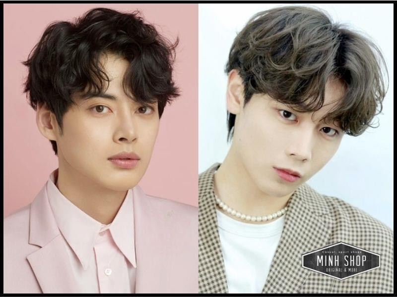 Kiểu tóc mái lệch uốn phồng che trán cao nam