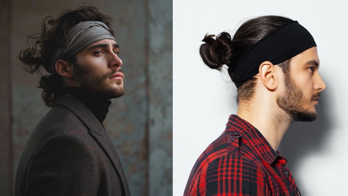 Kiểu tóc nam buộc sau quấn khăn cá tính