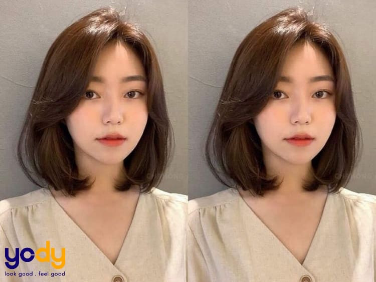 kiểu tóc ngắn uốn cụp cho mặt trái xoan