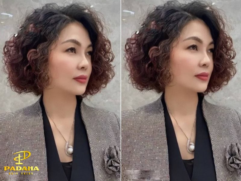 Kiểu tóc ngắn xoăn hippie đẹp cho nữ trung niên