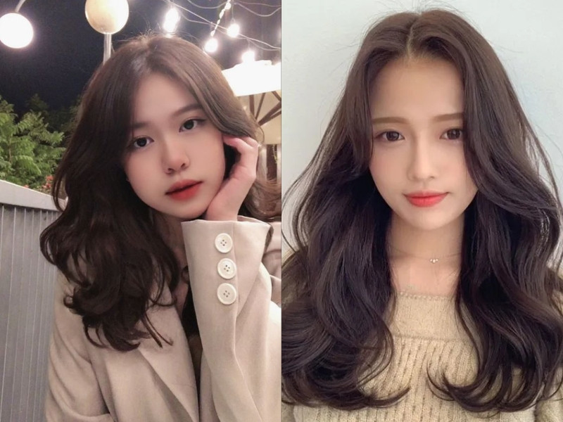 kiểu tóc ngang lưng cho mặt tròn